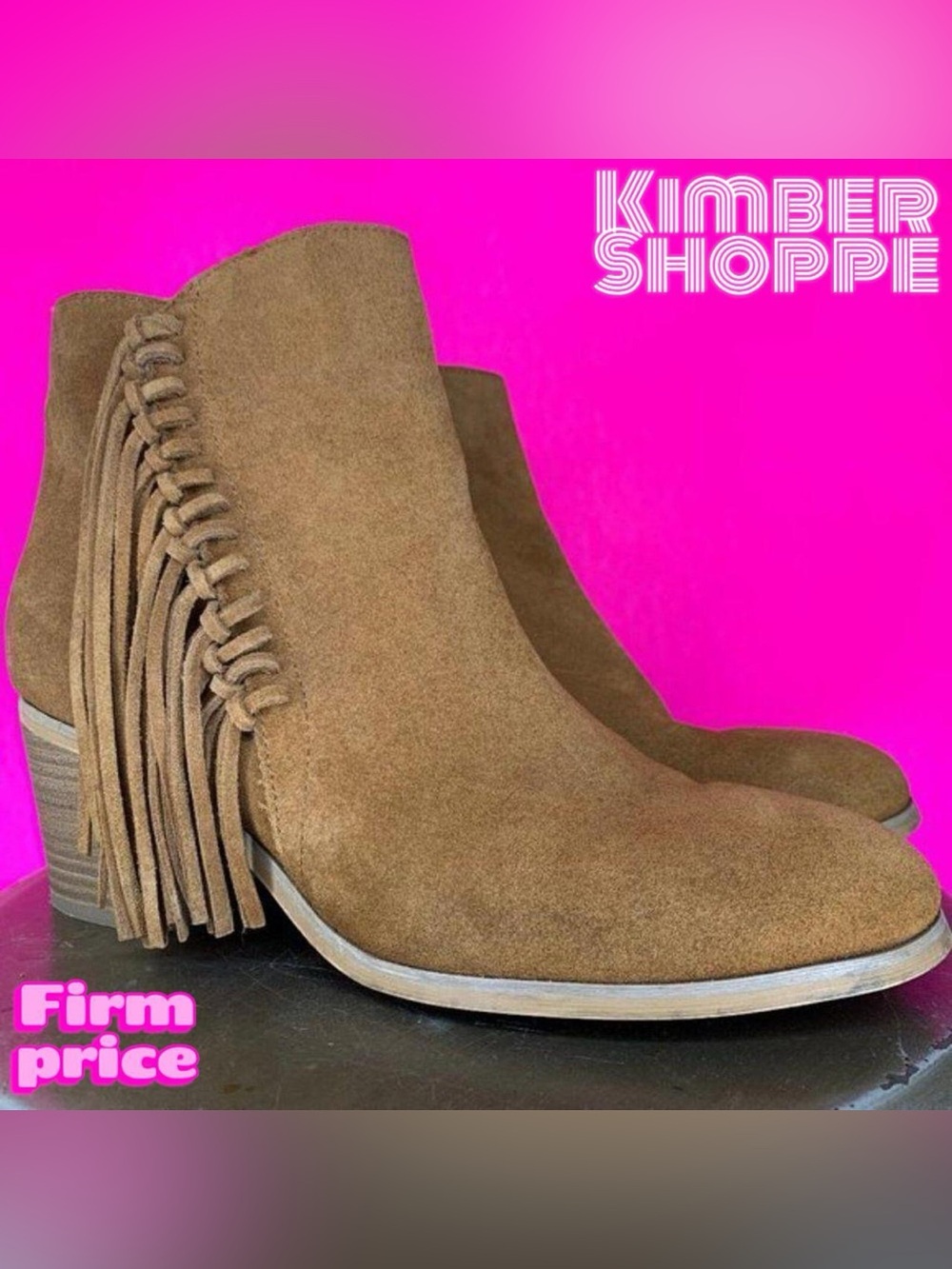 Kenneth Cole Reaction Rotini Brown Suede Fringe Ankle Boot US 9 UK 7 EU 40